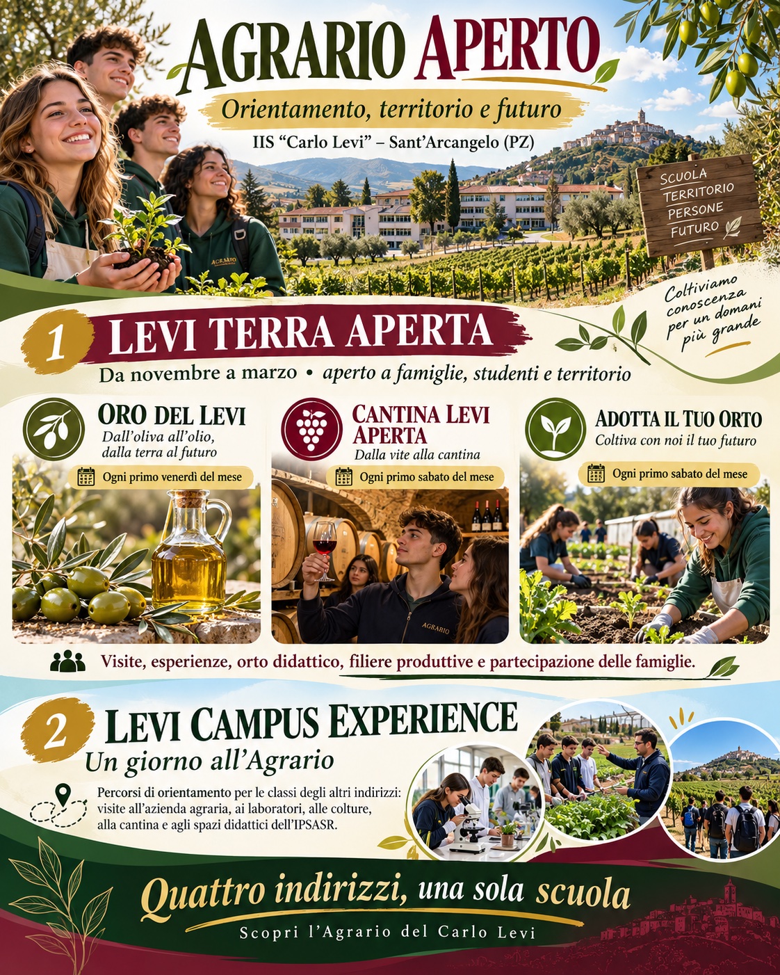 avvio delle iniziative “LEVI TERRA APERTA” e “LEVI CAMPUS EXPERIENCE” – valorizzazione dell’IPSASR,