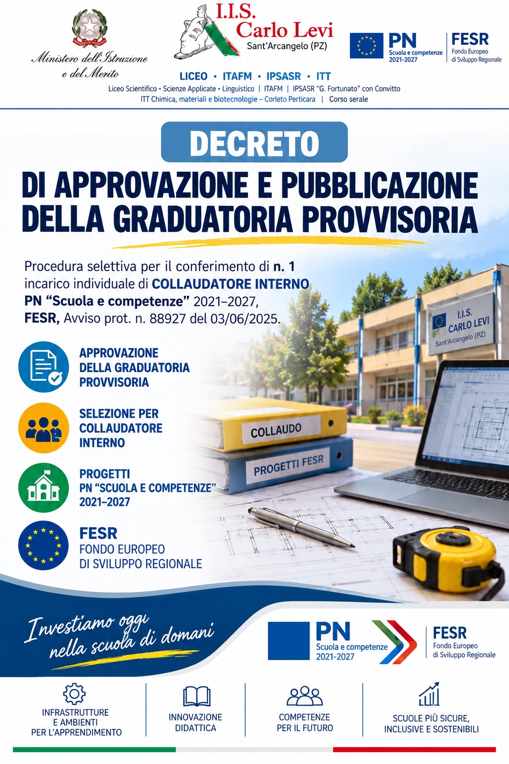DECRETO DI APPROVAZIONE E PUBBLICAZIONE DELLA GRADUATORIA PROVVISORIA Procedura selettiva per il con