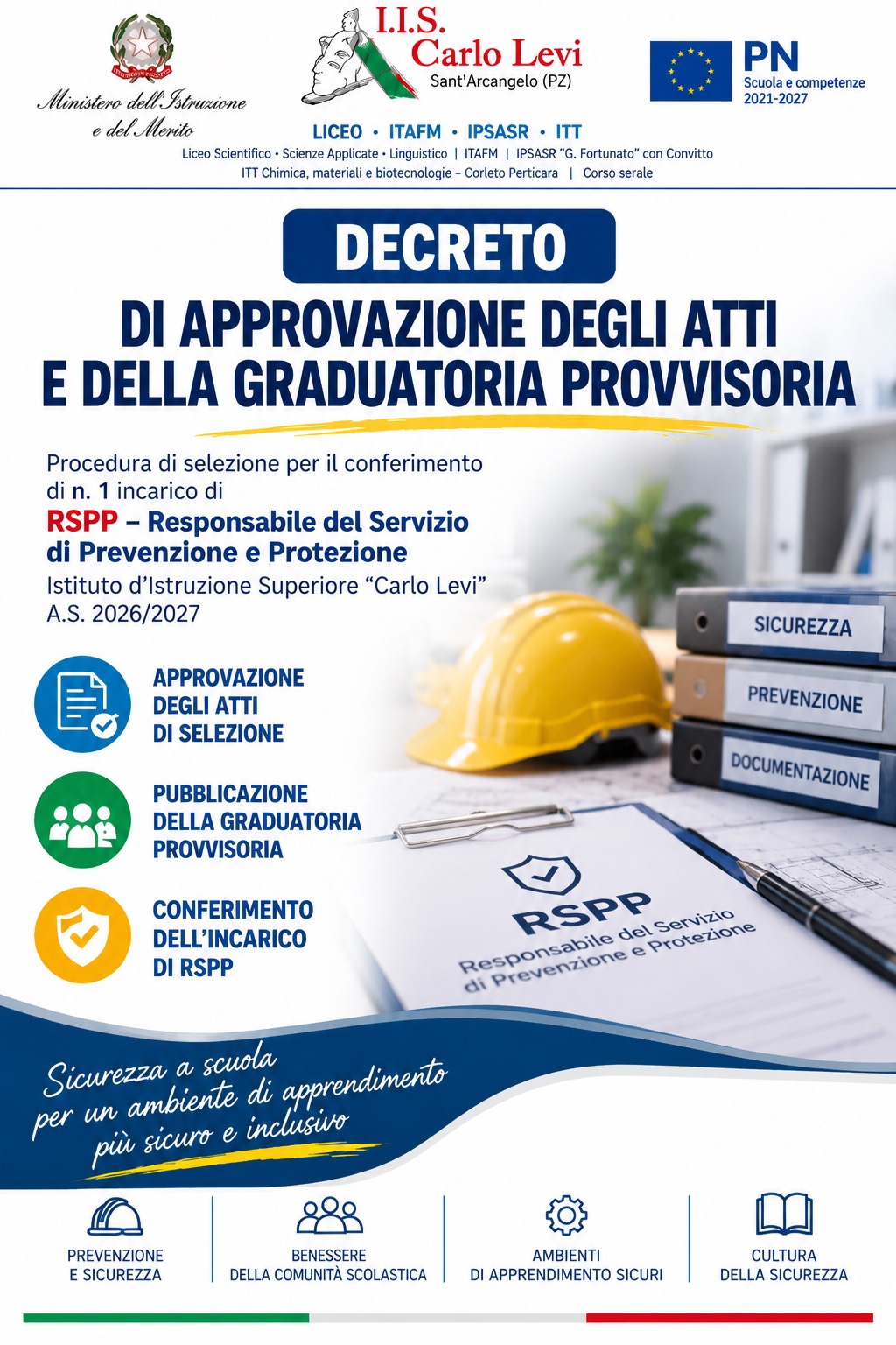 DECRETO DI APPROVAZIONE DEGLI ATTI E DELLA GRADUATORIA PROVVISORIA RSPP