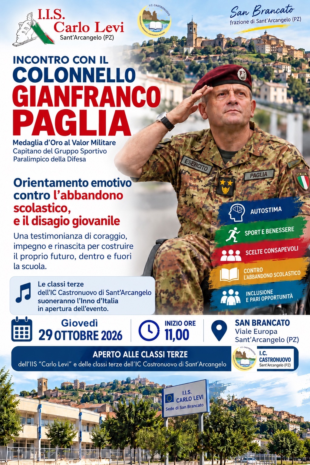 Incontro con il Colonnello Gianfranco Paglia – “La forza di ricominciare”. Giovedì 29 ottobre 2026,